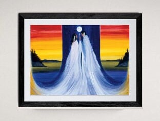 Two Spirits Meet by Betty Albert, Art Print, First Nation, Indigenous Art