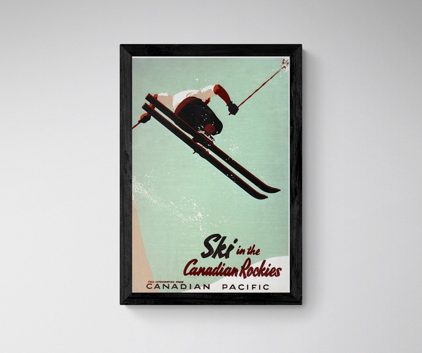 Ski in the Canadian Rockies (Canadian Pacific), Vintage, Travel print
