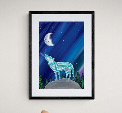 White Wolf by Jeffery Red George, Native Art, Indigenous Art